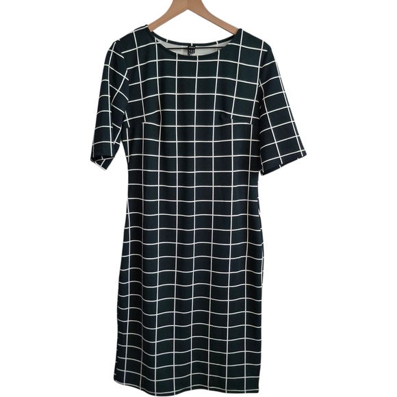 SHEIN Forest Green and White Grid Pattern Dress - Size L - Professional, Classic - Picture 1 of 6